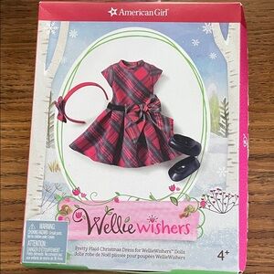 American Girl WellieWishers Red and Black Plaid Dress Set